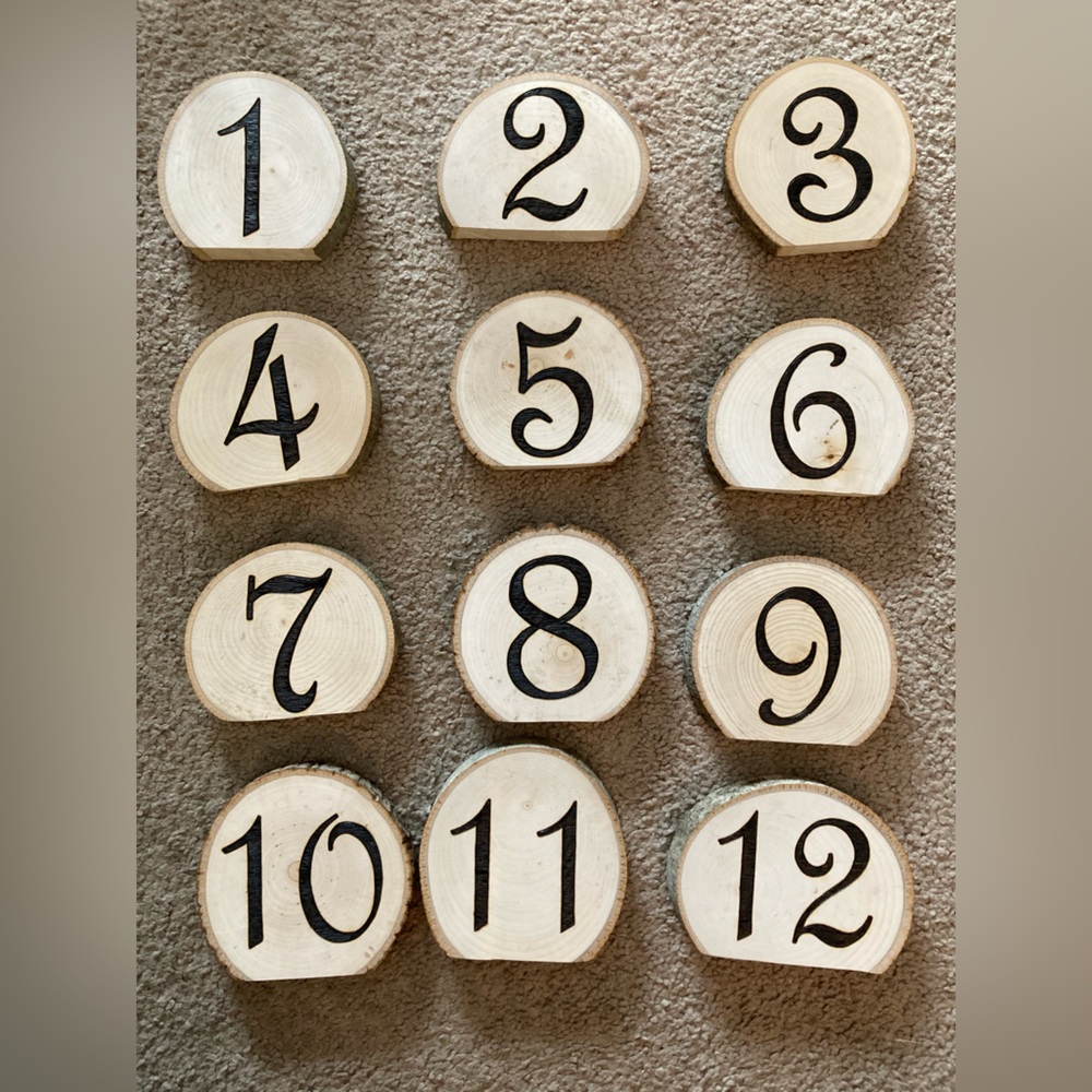 Hand made - Wedding - Party - Table Numbers - Wooden - Rustic